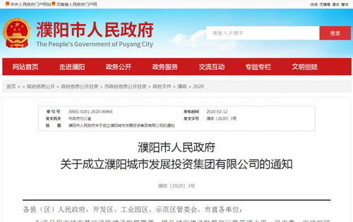 注冊資本金20億元，濮陽城市發(fā)展投資集團正式成立